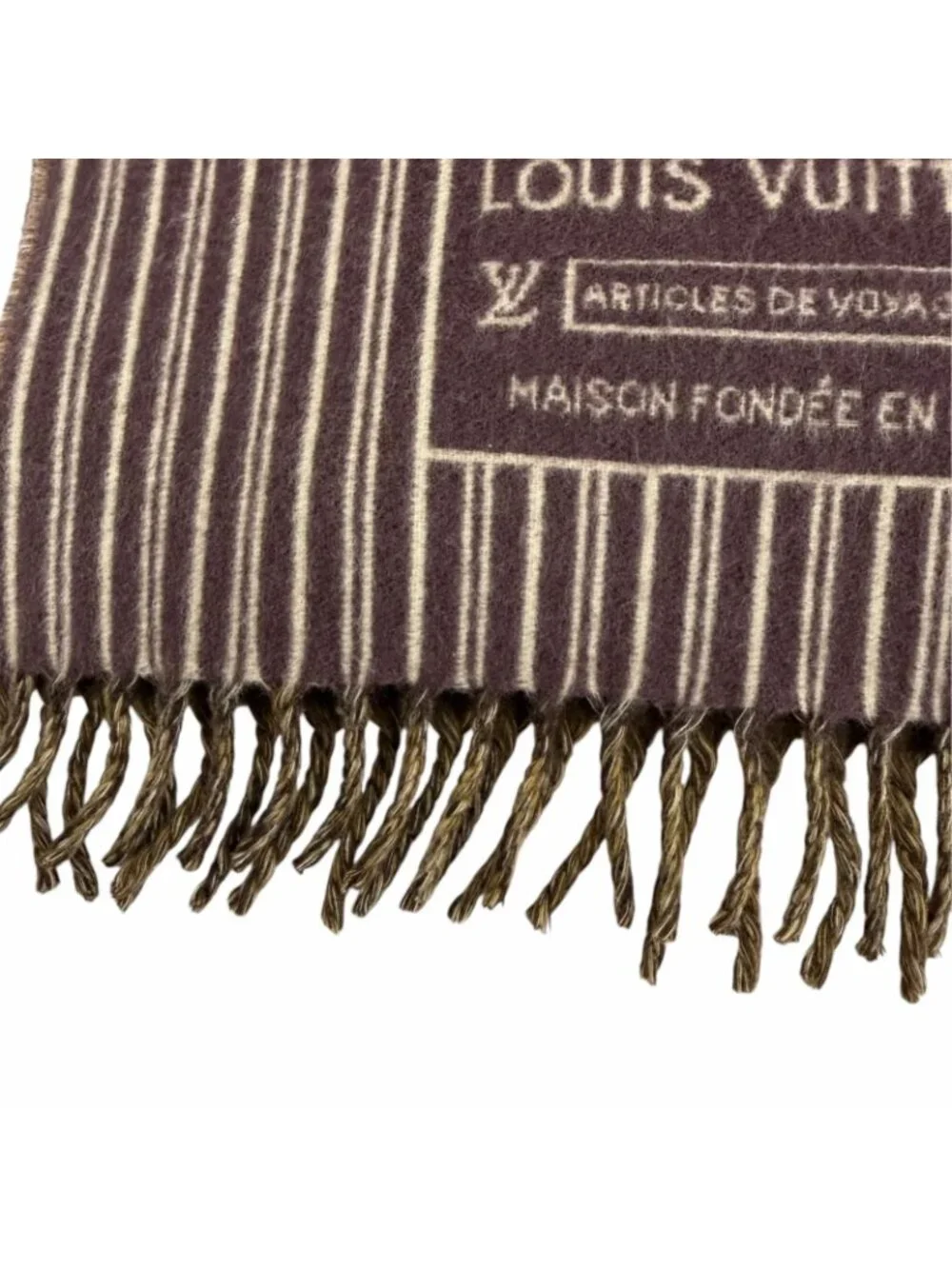 Louis Vuitton My Neverfull Cashmere Mixed Monogram Scarf with Fringe Brown Tote